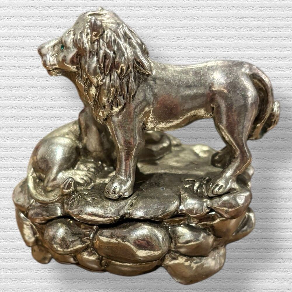 Pewter Lion Lionesses & Cub Small Musical Trinket
